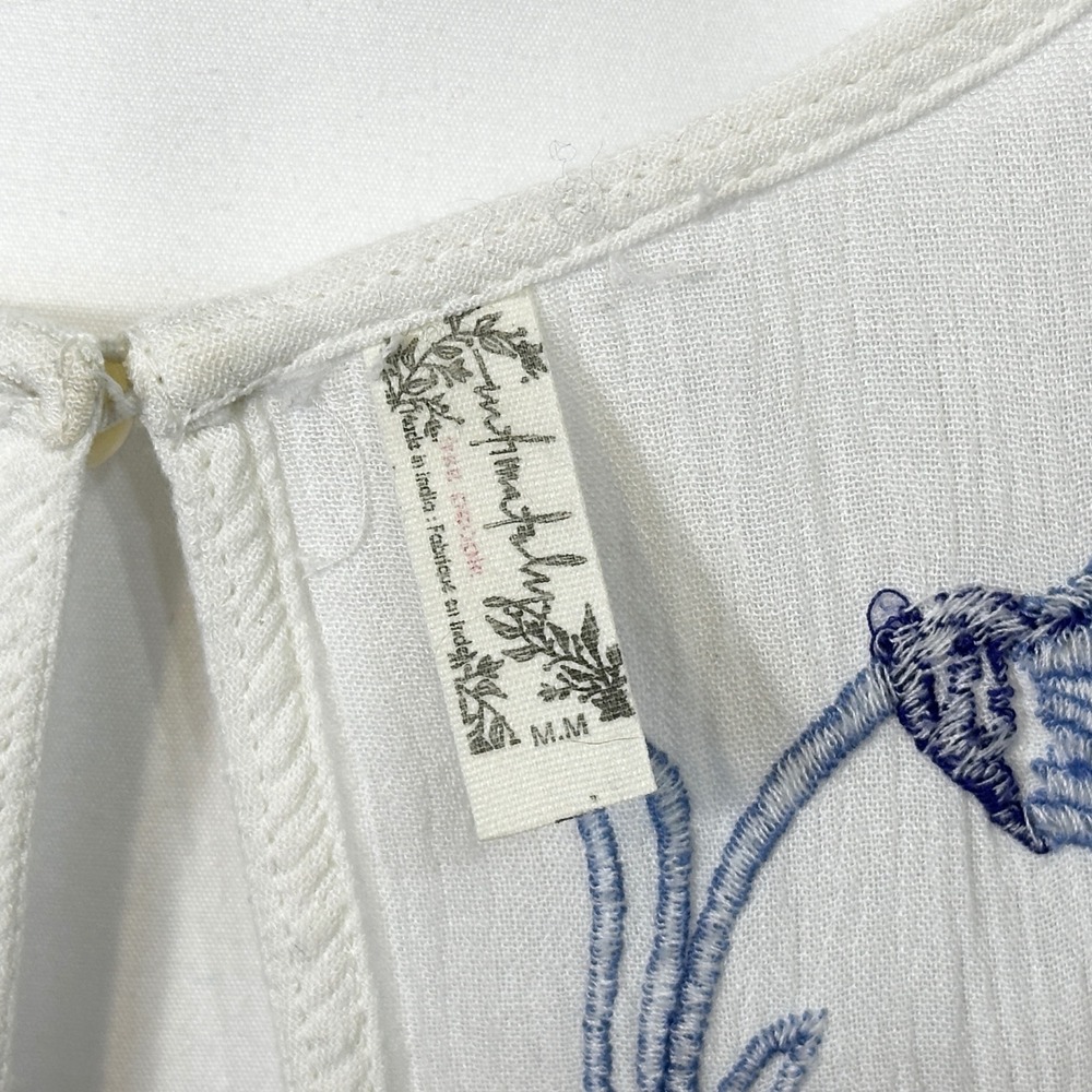 Free People Medium Slip Dress Adelaide Festival White Blue Floral Boho Mini 195 - Picture 14 of 16